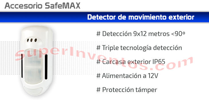 Detector de movimiento exterior alarma SafeMax