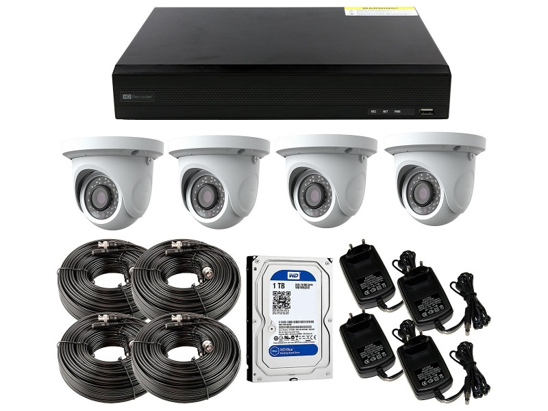 Kit videovigilancia Full-HD TVI ampliable 5 cámaras IR 1080P exterior  interior