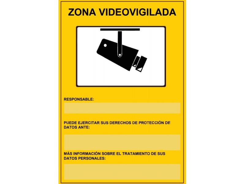 Cartel Zona videovigilada homologado por RGPD